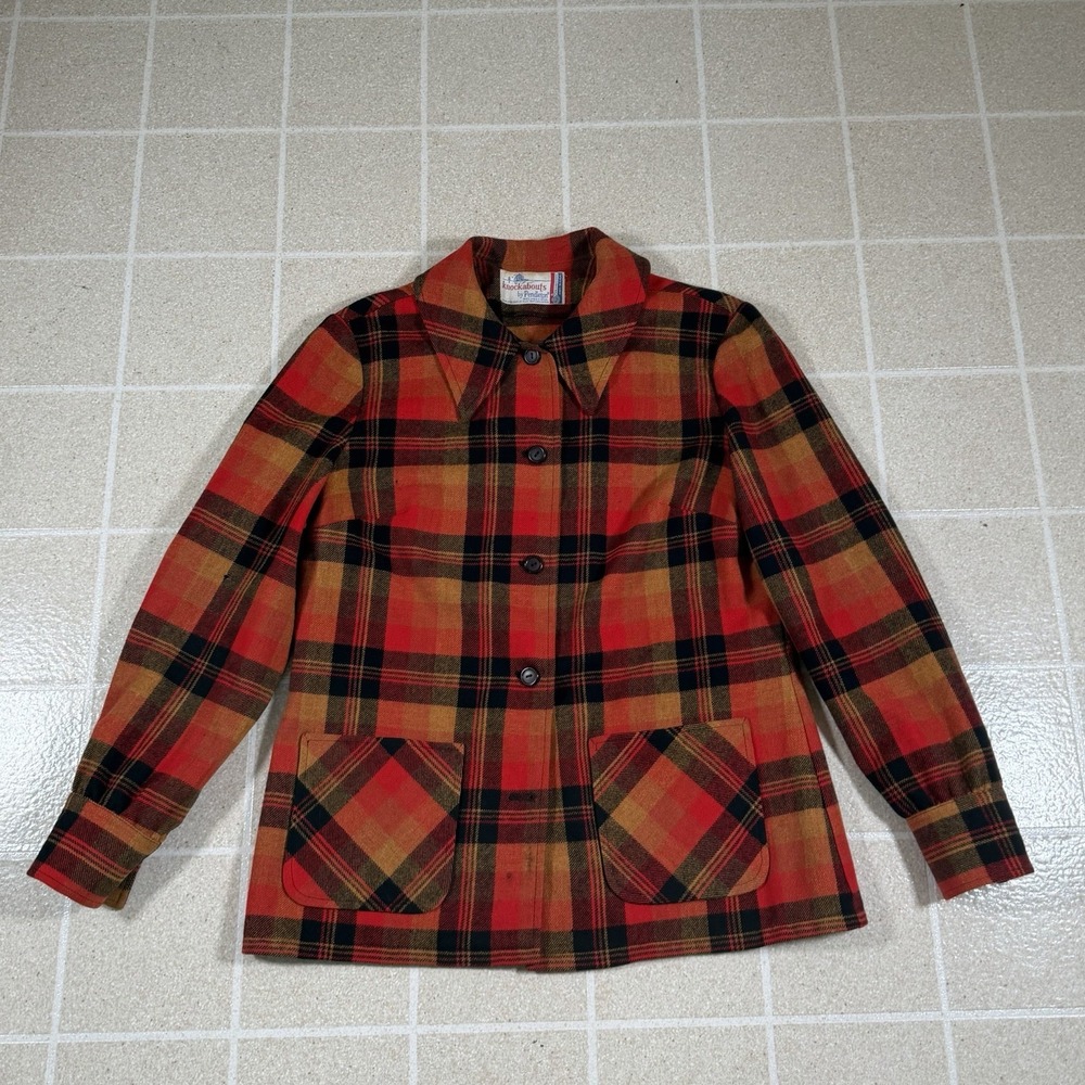 Vintage Pendleton Knockabouts Wool Plaid Jacket Red Tartan Blazer USA Womens